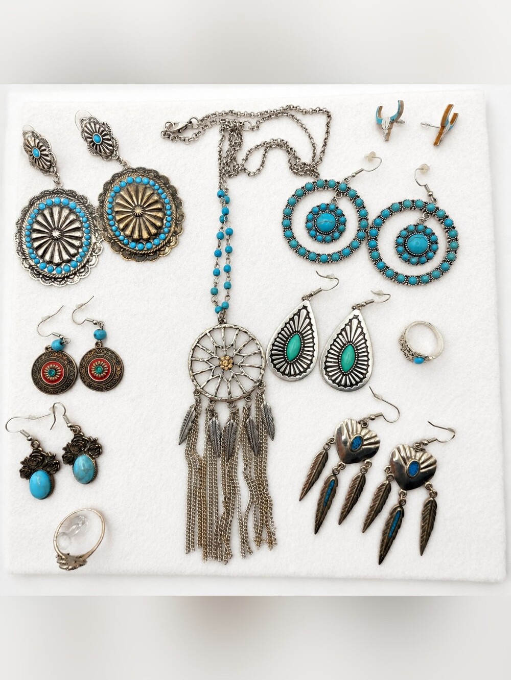 ✨ 13 Pc Southwestern Turquoise Style Costume Jewelry Lot Bundle ✨